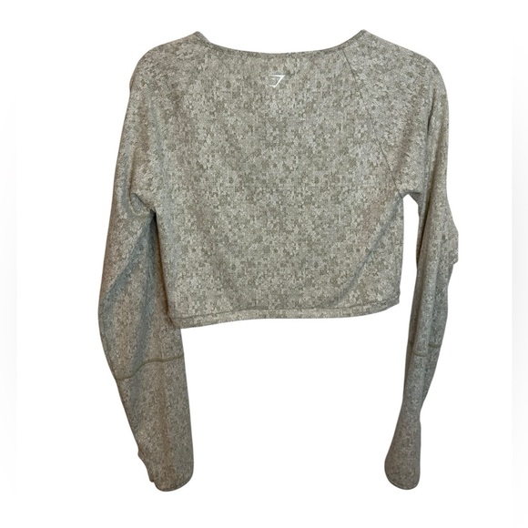 Gymshark Fleur Texture Long Sleeve Cropped Active Top - Picture 2 of 5
